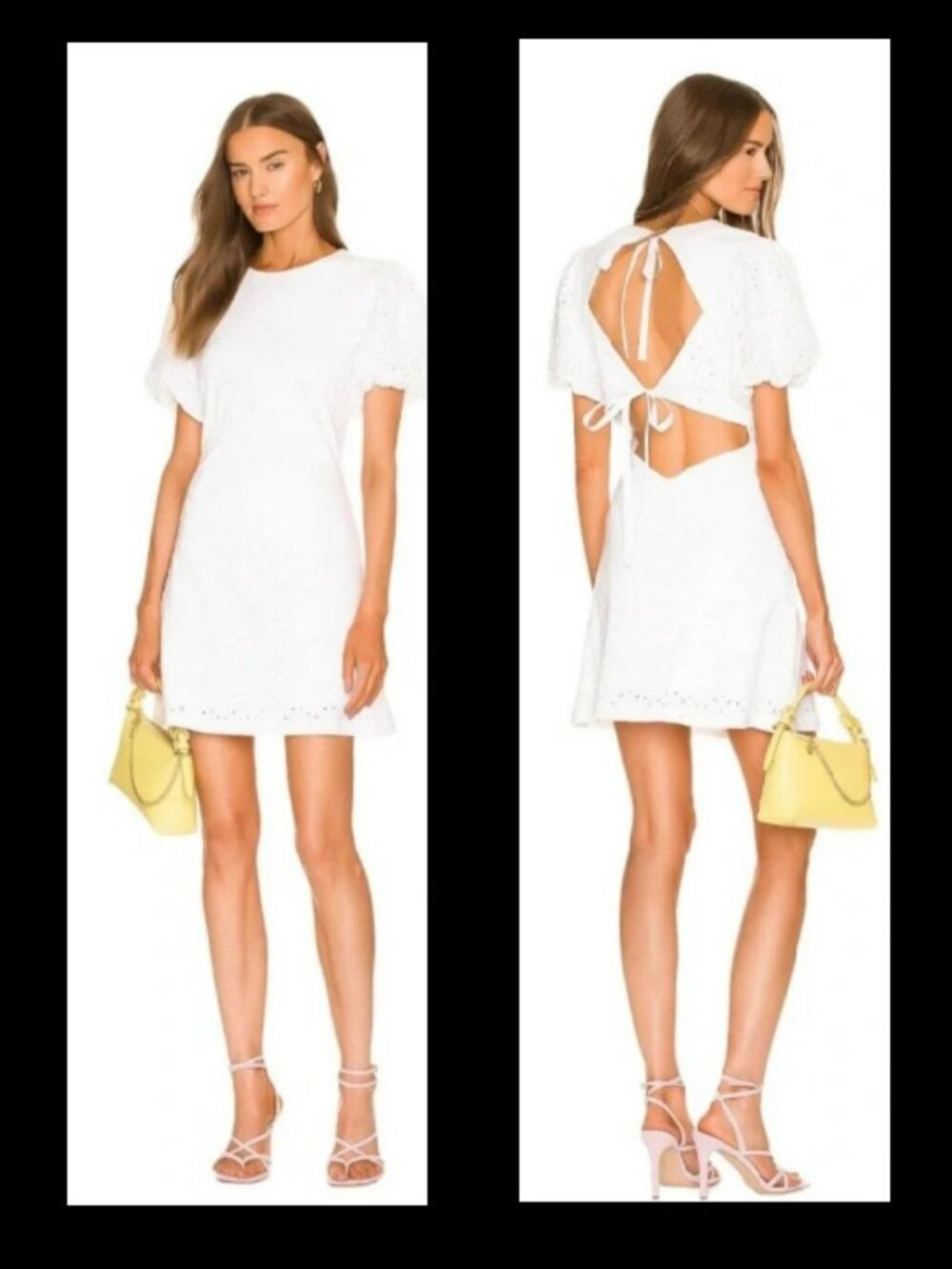 Free People Boho White Apricot Rose Embroidered Mini A-Line Dress Sz S
